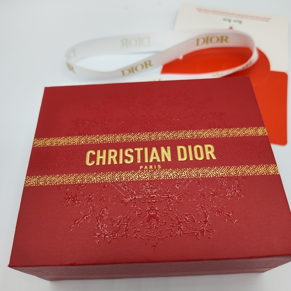 Christian Dior Red Gift Box Ribbon Card Set Authentic Luxury Packaging Storage - Picture 3 of 5
